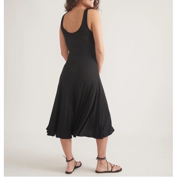 Marine Layer Black Lexi Rib Fit & Flare Midi Sleeveless Dress Women Sz M - Picture 3 of 12